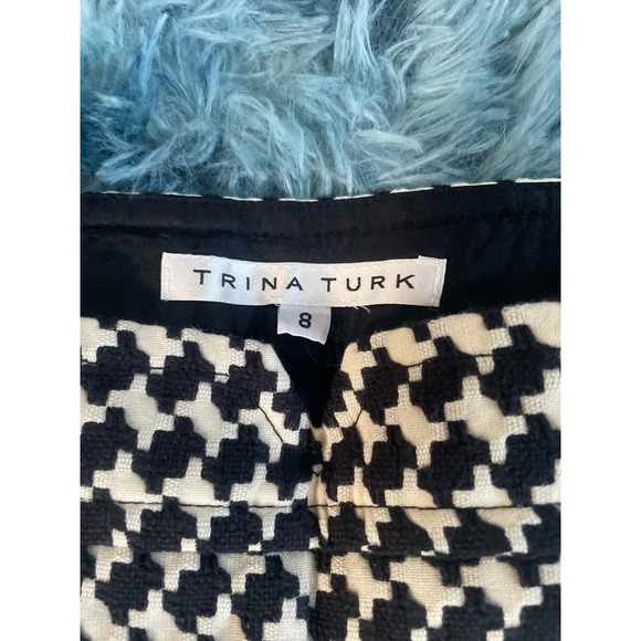 Trina Turk Houndstooth Print Pants Trousers Career Casual Black White - Picture 4 of 4